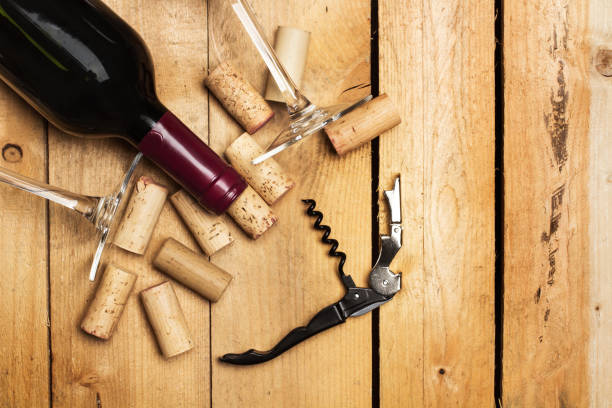istock Bottle of wine and corks 818455690