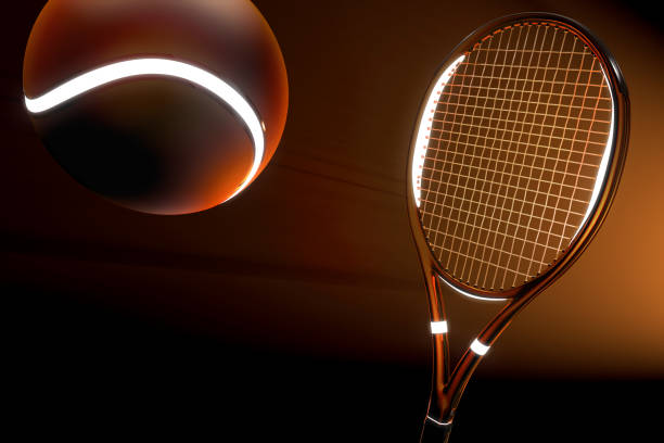 istock Tennis Racket Neon Red Style 818508210
