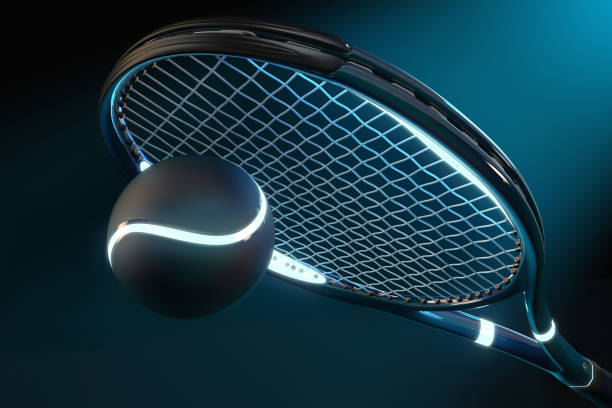 istock Tennis Racket Neon Blue Style 818509078