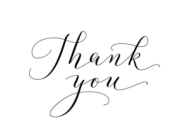 istock Thank you words, hand written custom calligraphy isolated on white. Great for cards, wedding invitations, social media banners, headers, photo overlays. 818527784