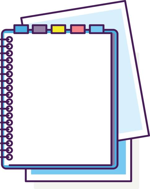 illustrazioni stock, clip art, cartoni animati e icone di tendenza di blocco note di design piatto - paper clip document file note pad