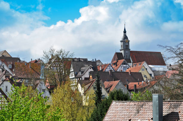 Panoramic view of District town of Tuttlingen, Danube, Germany