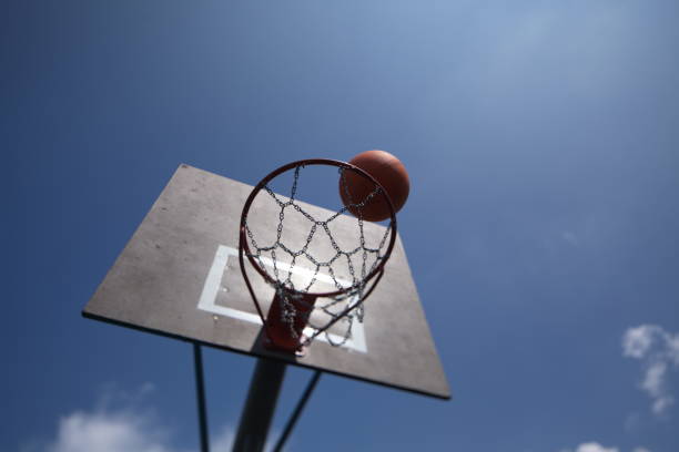 istock basketball court ring board against the sky 818614900