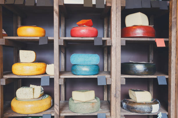 istock Cheese shop shelves, large assortment 818629490