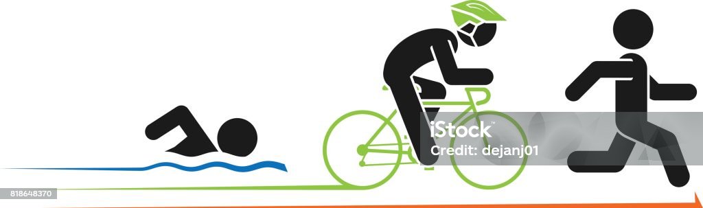 Pictogram vector illustration of triathlon Triathlon competition with icons running, swimming and cycling. Icon Symbol stock vector