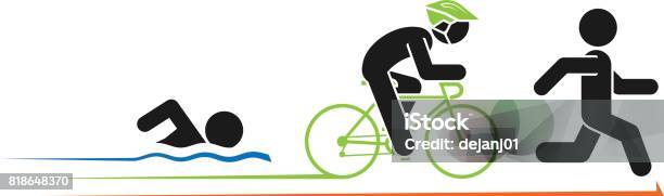 Pictogram Vector Illustration Of Triathlon Stock Illustration - Download Image Now - Icon Symbol, Bicycle, Motorcycle