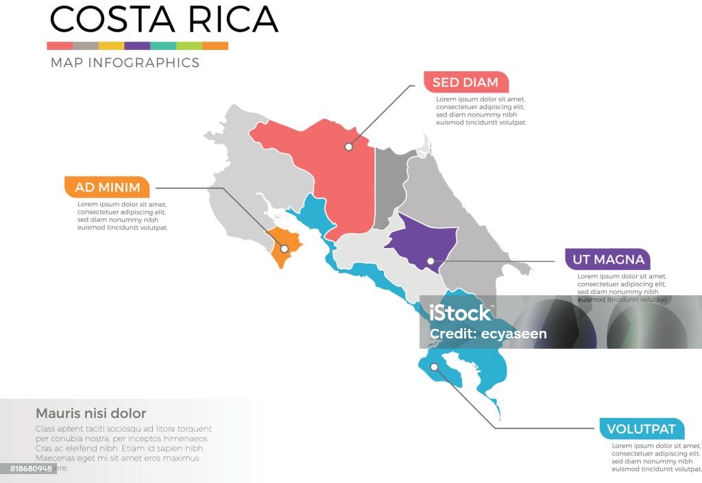 Costa Rica Racial Map Costa Rica Map Infographics Vector Template With Regions And Pointer ...