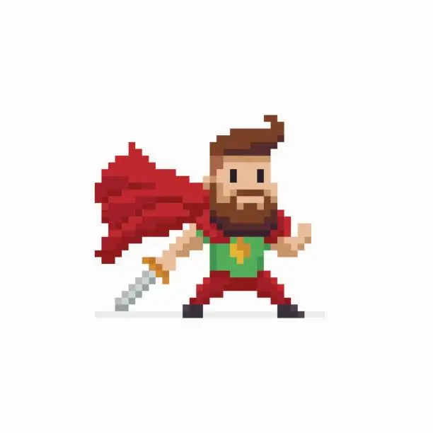 Vector illustration of Pixel Art Hero