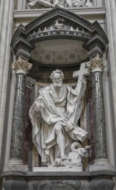 The statue of St. Philip by Mazzuoli in the Archbasilica St.John Lateran, San Giovanni in Laterano, in Rome. Rome, Italy, June 2017