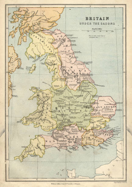 istock Antique map of Britain under the Anglo Saxons 818727772