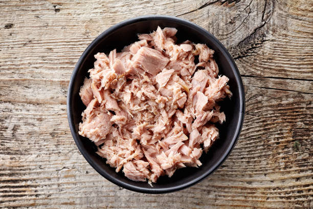 istock Bowl of canned tuna from above 818761780