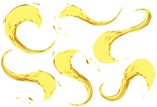 istock Oil splashing isolated on white background. Vector 3d illustration set. Realistic yellow liquid with drops. 818762514