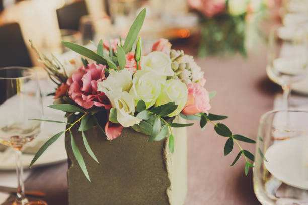 istock Wedding floral decoration, table set 818771134