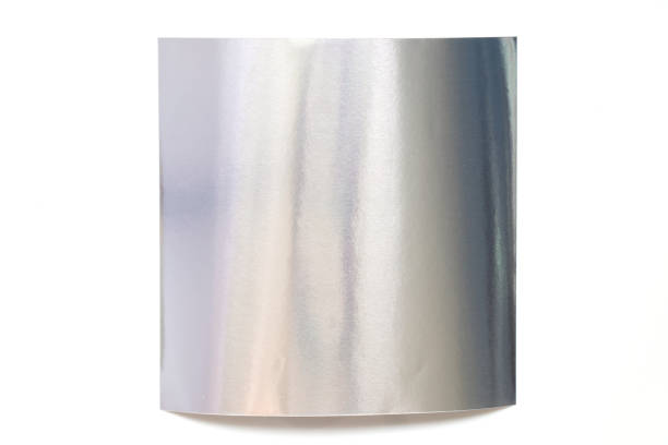 Silver color paper sheet on white background used for decoration or design element