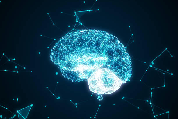 istock Human brain being formed by revolving particles. 3d illustration 818781496
