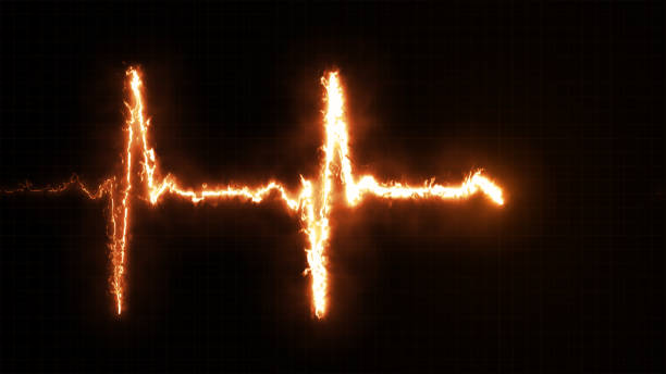 Burning pulse heart line monitor cool illustration stock photo