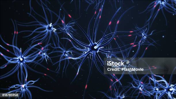 Neural Network Effect Neural Network On A Dark Blue Background With Light Effects 3d ...