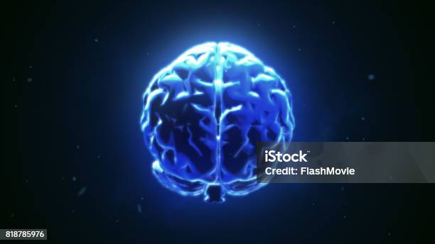 Big Strong Brain Pulsing In Blue 3d Illustration Stock Photo - Download Image Now - Epilepsy, Stroke - Illness, Brain Wave