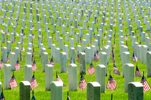 Graves from from every era of American history are marked with U.S. flags at Arlington National Cemetery, Memorial Day, May 26, 2014.