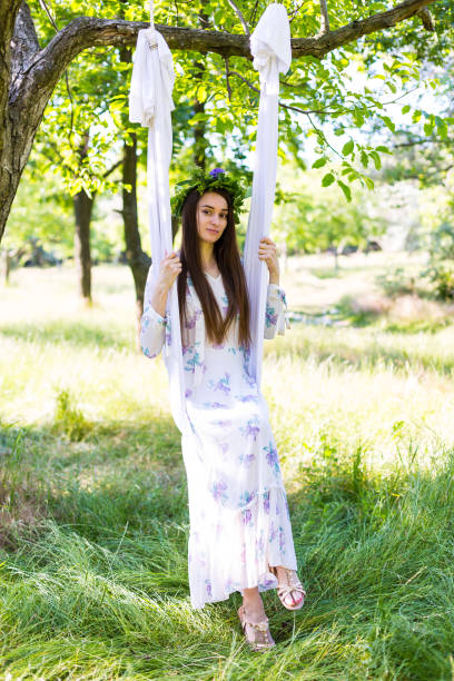 istock Romantic woman in flower crown 818859656
