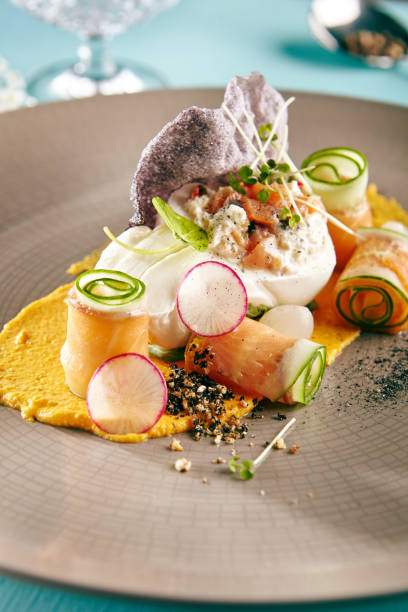 istock Salad with Smoked Salmon and Burrata Cheese 818880574
