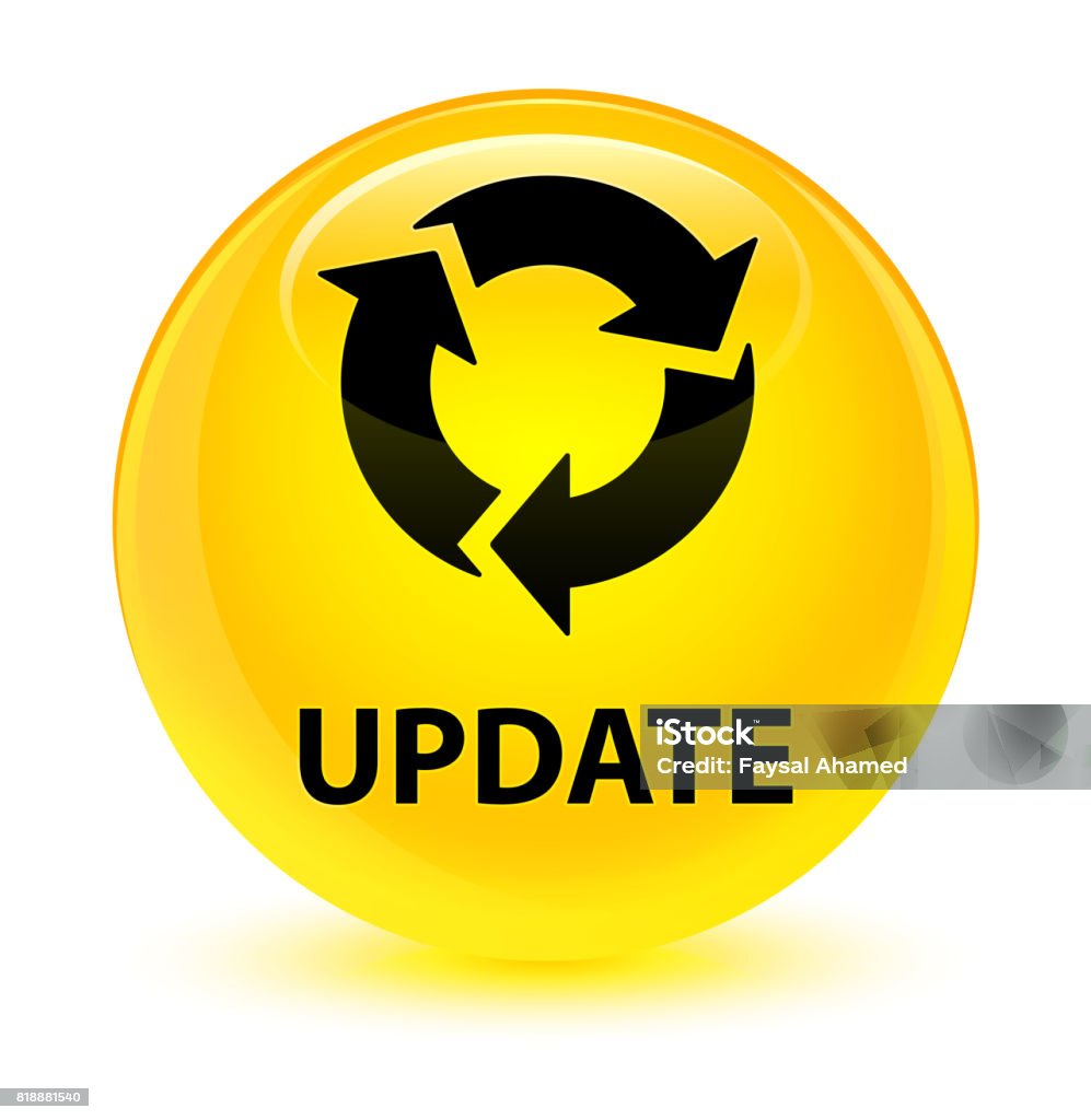 Update Yellow Update Glassy Yellow Round Button Stock Illustration - Download Image ...