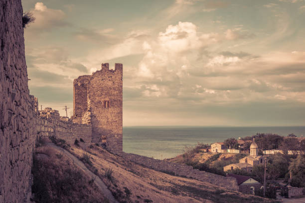 Ancient Genoese fortress in the city of Feodosia, Crimea, Russia. Feodosia is one of the cities founded in Crimea even in the times of Antiquity.