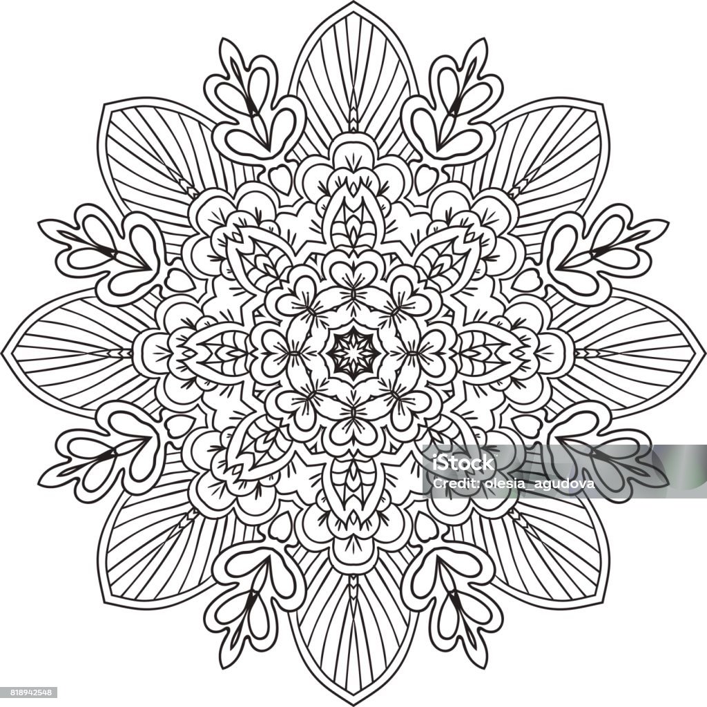 Mandala Round Ornament Stock Illustration - Download Image Now ...