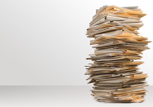 Stack of business documents on  background