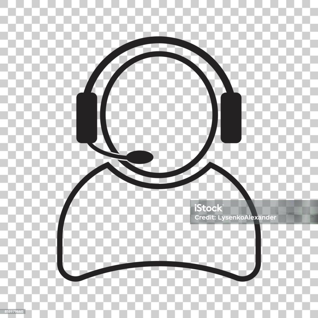 Operator with microphone vector icon. Operator in call center illustration. Anthropomorphic Face stock vector