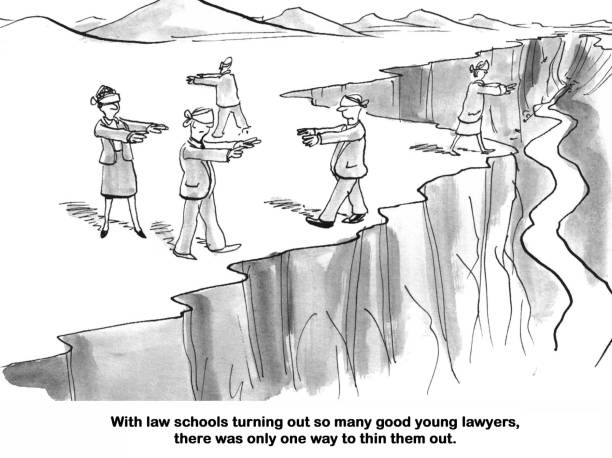 Law School Graduates Legal cartoon about thinning out the large number of law school graduates. lawyer cartoon stock illustrations