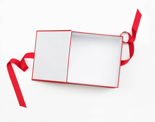 istock Open Gift Box with Red Grosgrain Ribbon 819137184