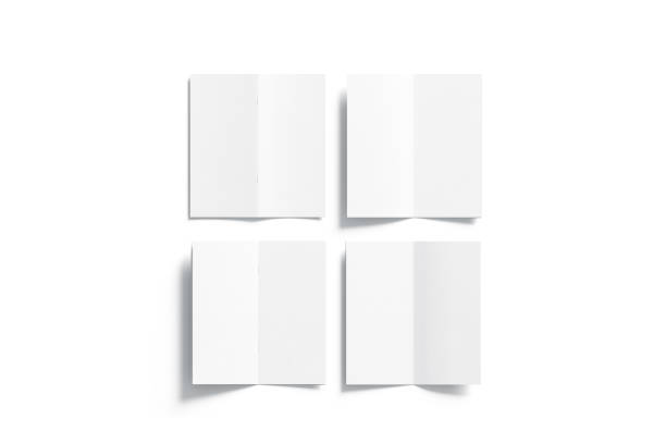 istock Blank white multi-page booklet mock up, opened top view 819180294
