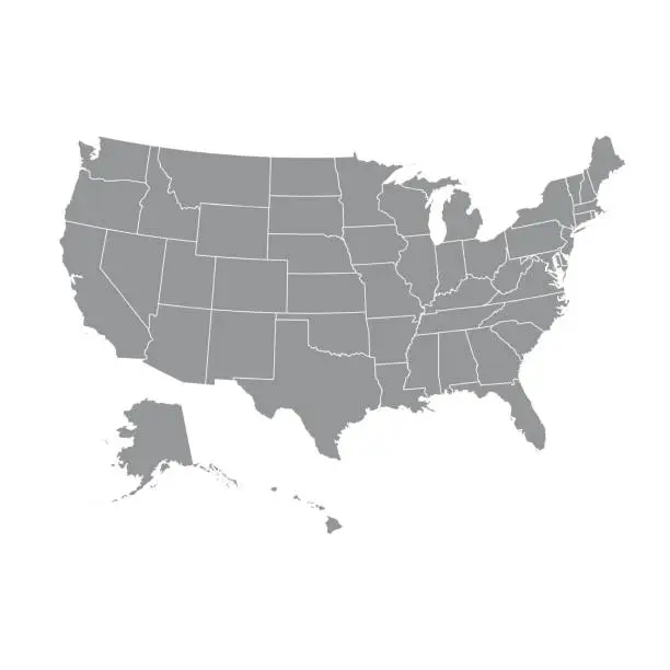 Vector illustration of High detailed USA map with federal states. Vector illustration United states of America