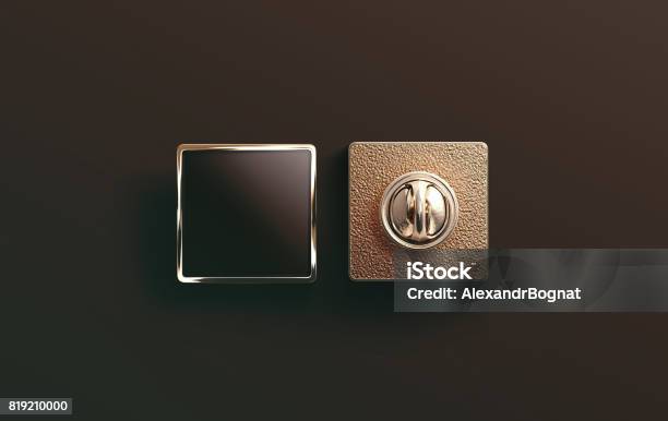 Blank Gold Enamel Pin Black Mock Up Front And Back Stock Photo - Download Image Now