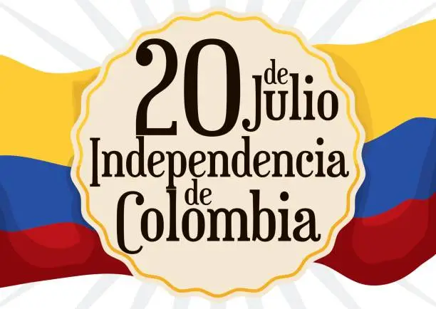 Vector illustration of Reminder Date over Colombian Flag for Independence Day in July 20