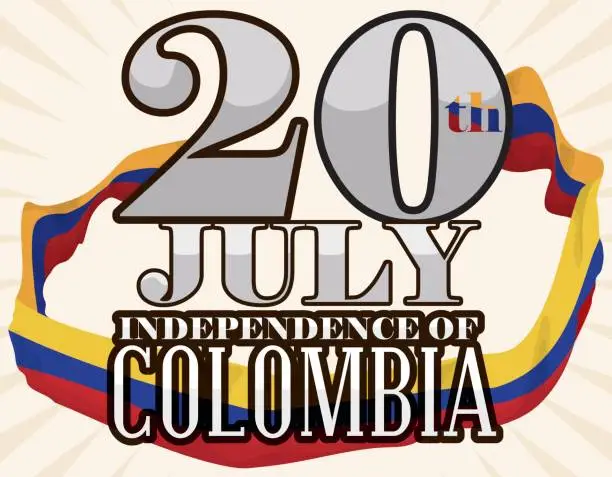 Vector illustration of Reminder Date with Colombian Flag Around it for National Day