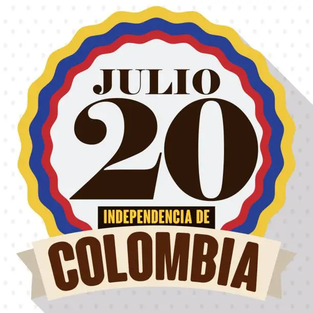 Vector illustration of Patriotic Round Button for Colombian Independence Day