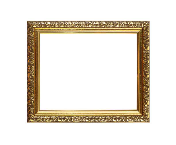 immagine dorata antica o cornice fotografica - rectangle redecorate foto e immagini stock