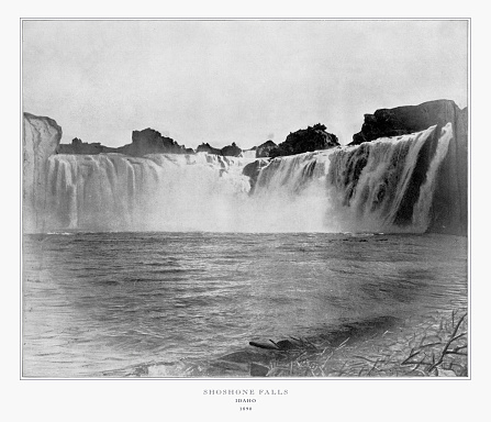 Antique American Photograph: Shoshone Falls, Idaho, United States, 1893: Original edition from my own archives. Copyright has expired on this artwork. Digitally restored.