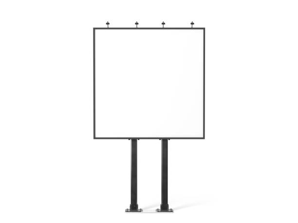 istock Blank white banner mockup on black city square billboard 819231444