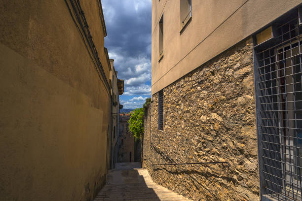Low angle view of the cathedral of Girona in Catalonia, Spain