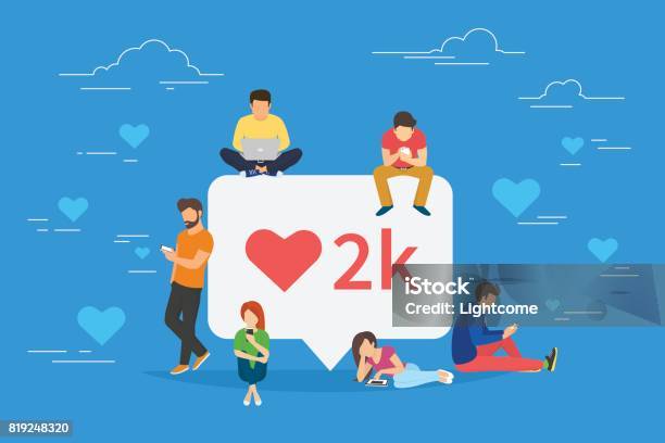 I Like It Social Media Bubble With Red Heart Symbol Stock Illustration - Download Image Now