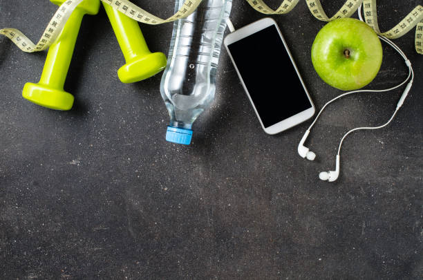 istock Fitness equipment on dark background 819256014