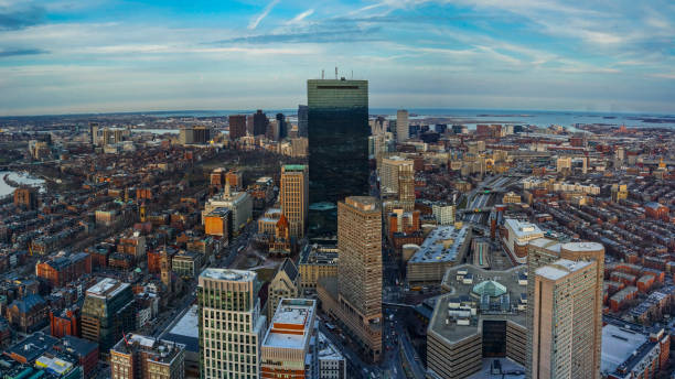 istock Boston Skyline at Night Aerial View 819330652