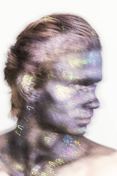 istock Art portrait of a man with creative bright make-up 819410316