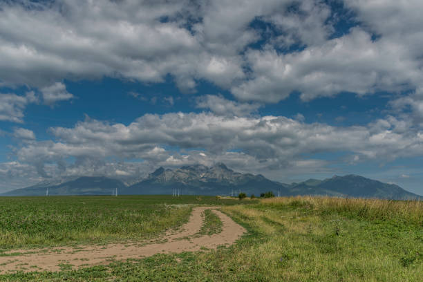 Vysoke Tatry mountains from Kezmarok town in summer morning