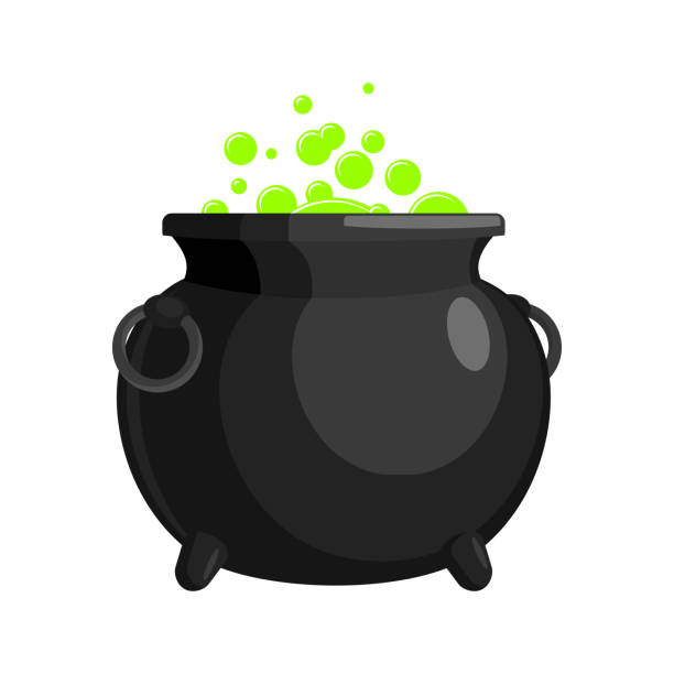 Magic Witch Cauldron. magical boiler isolated on white background vector art illustration