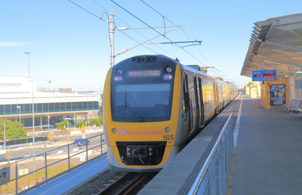 Brisbane airport train station Australia stock photo
