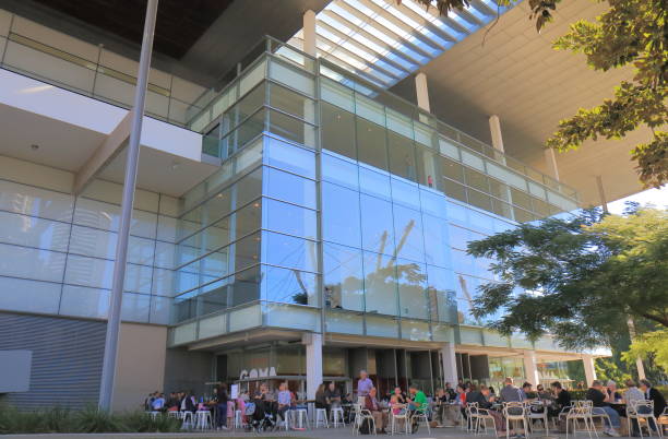 Brisbane Australia - July 8, 2017: People visit GOMA museum in Brisbane Australia. GOMA Queensland Government of Modern Art is the largest gallery of modern and contemporary art in Australia.